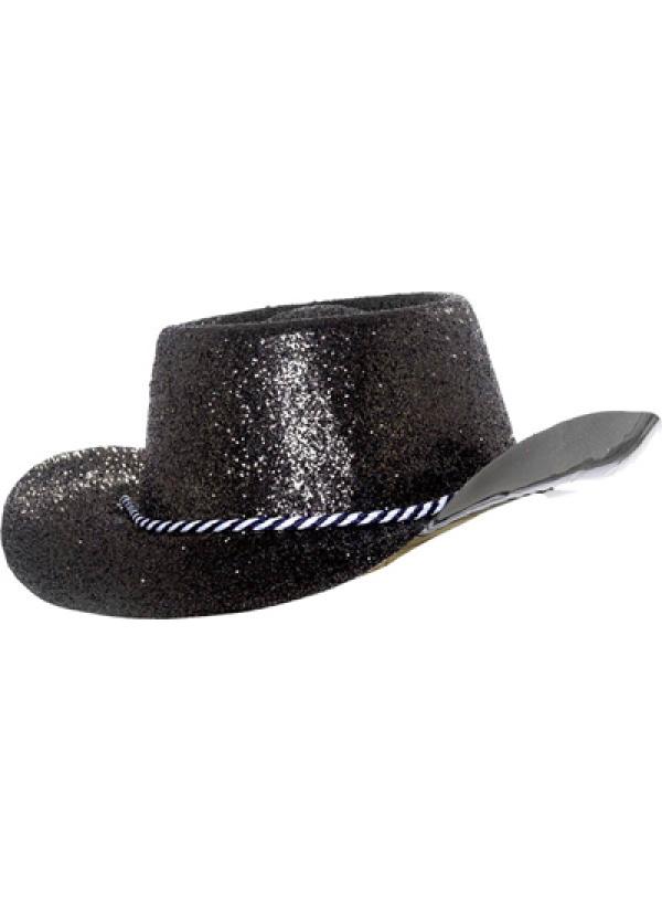 Chapeau cow boy à paillettes noir