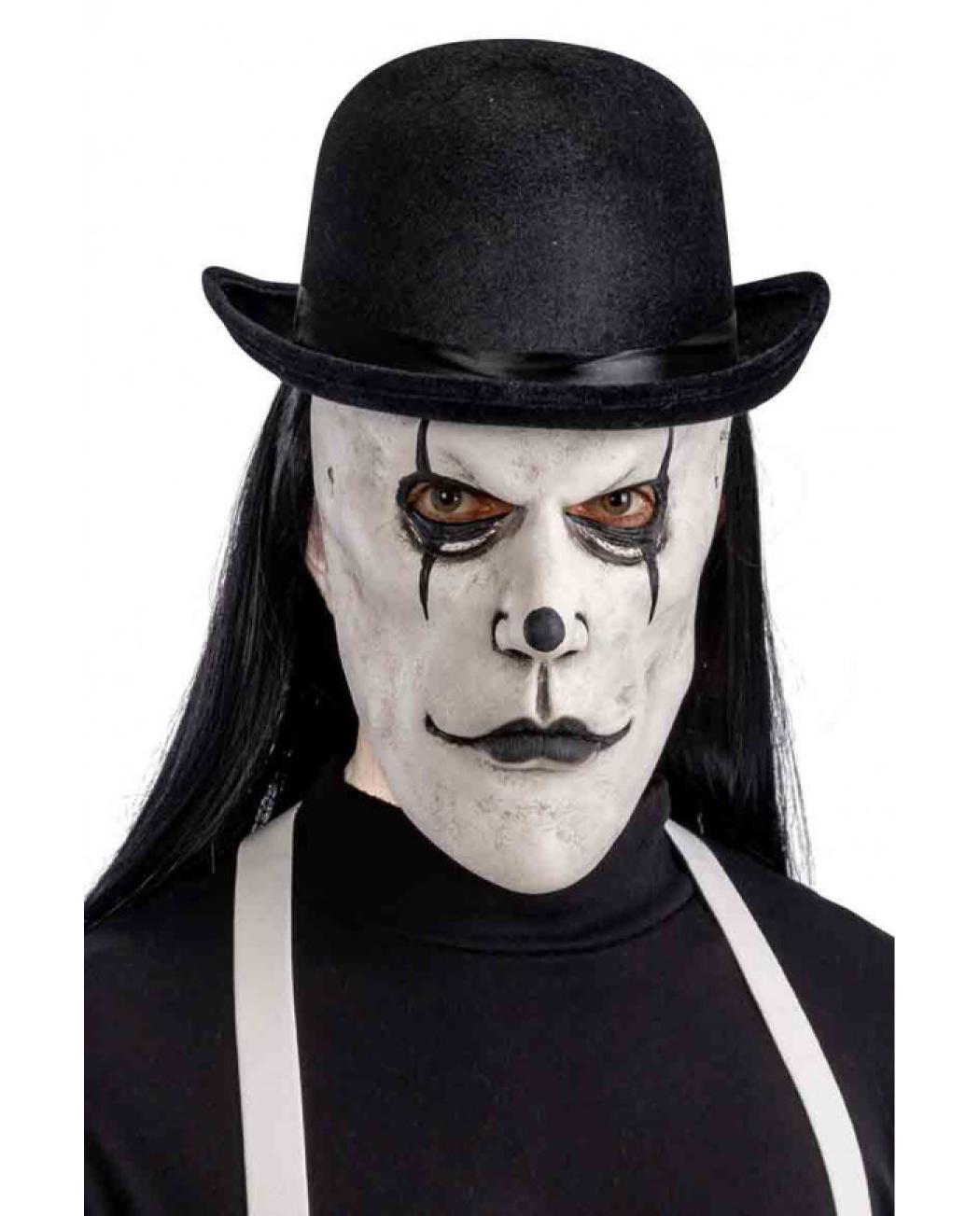 Masque latex de clown noir et blanc