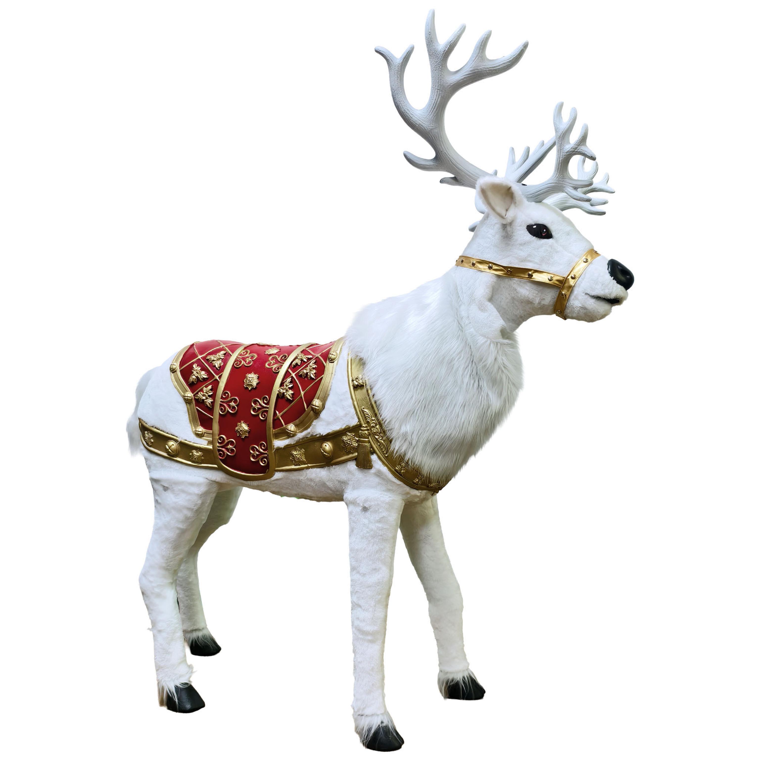Animatronic automate Renne de Noël blanc avec bois 130cm