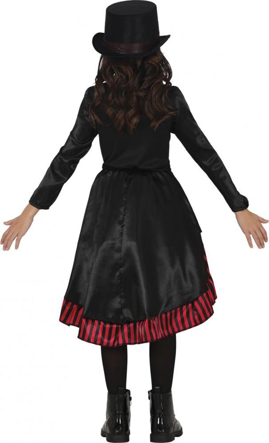 Fille gothique rouge et noir satinée taille 5/6 ans