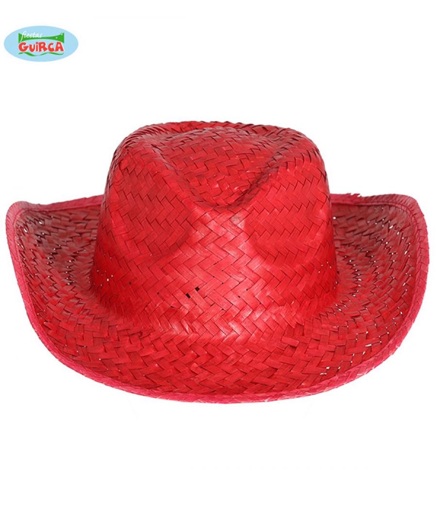 Chapeau bodega paille rouge