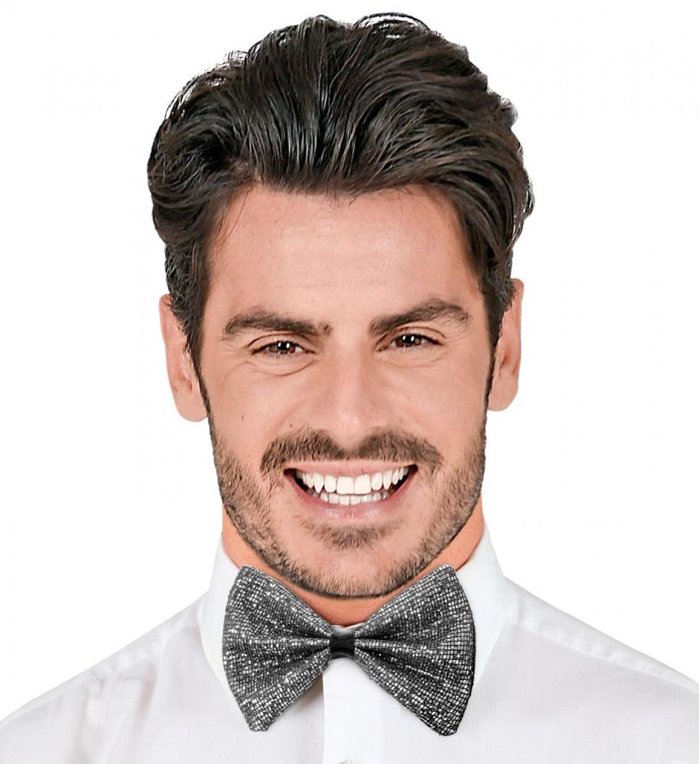 Noeud papillon carreaux brillant argent