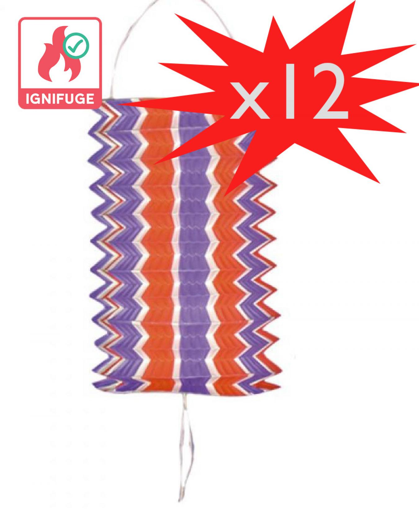 12 lampions tricolores ignifugés 16cm