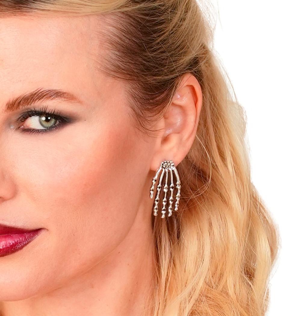 Boucles d'oreilles main squelette en métal pour oreilles percées