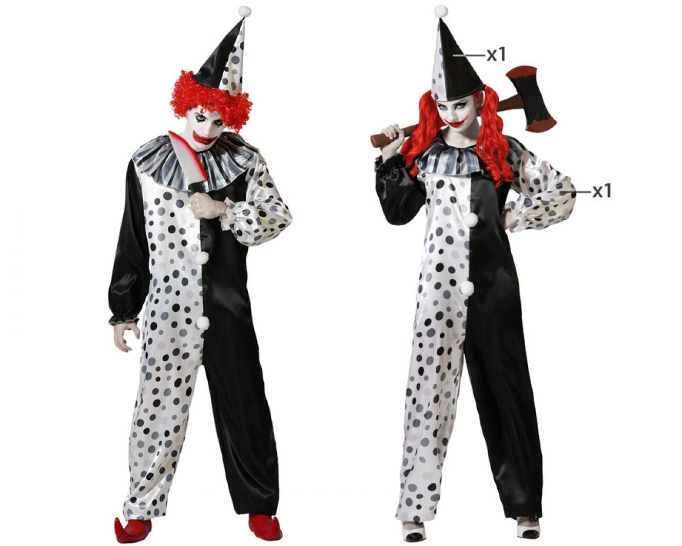 Clown effrayant noir et blanc taille M/L