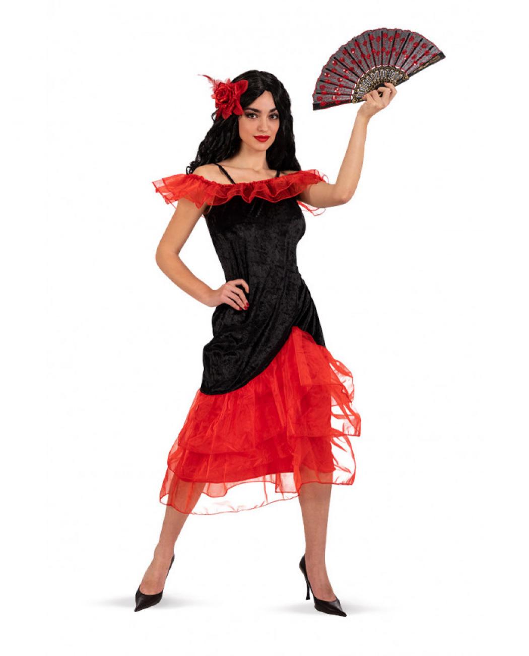Robe espagnole noire et rouge taille M/L