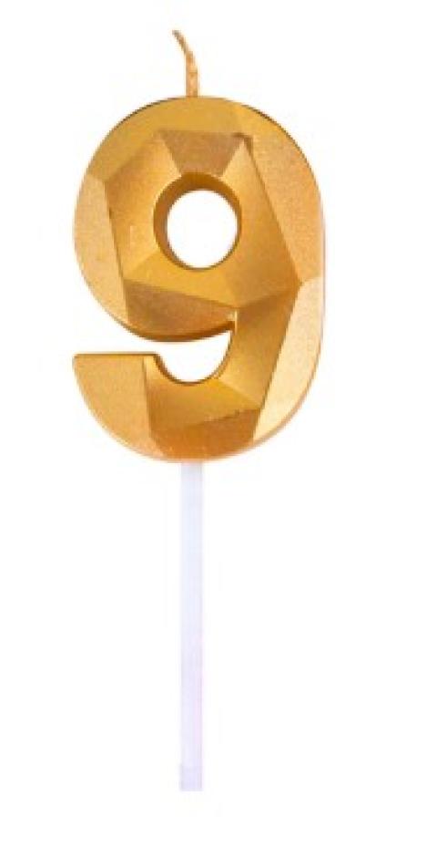 Bougie chiffre diamant or 9