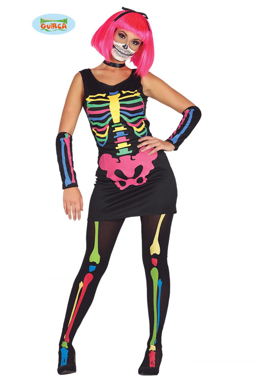 Robe neon squelette taille M