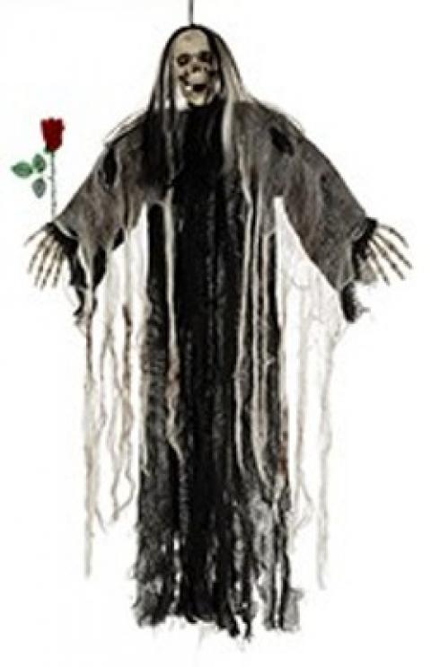 Squelette avec rose yeux lumineux 100cm