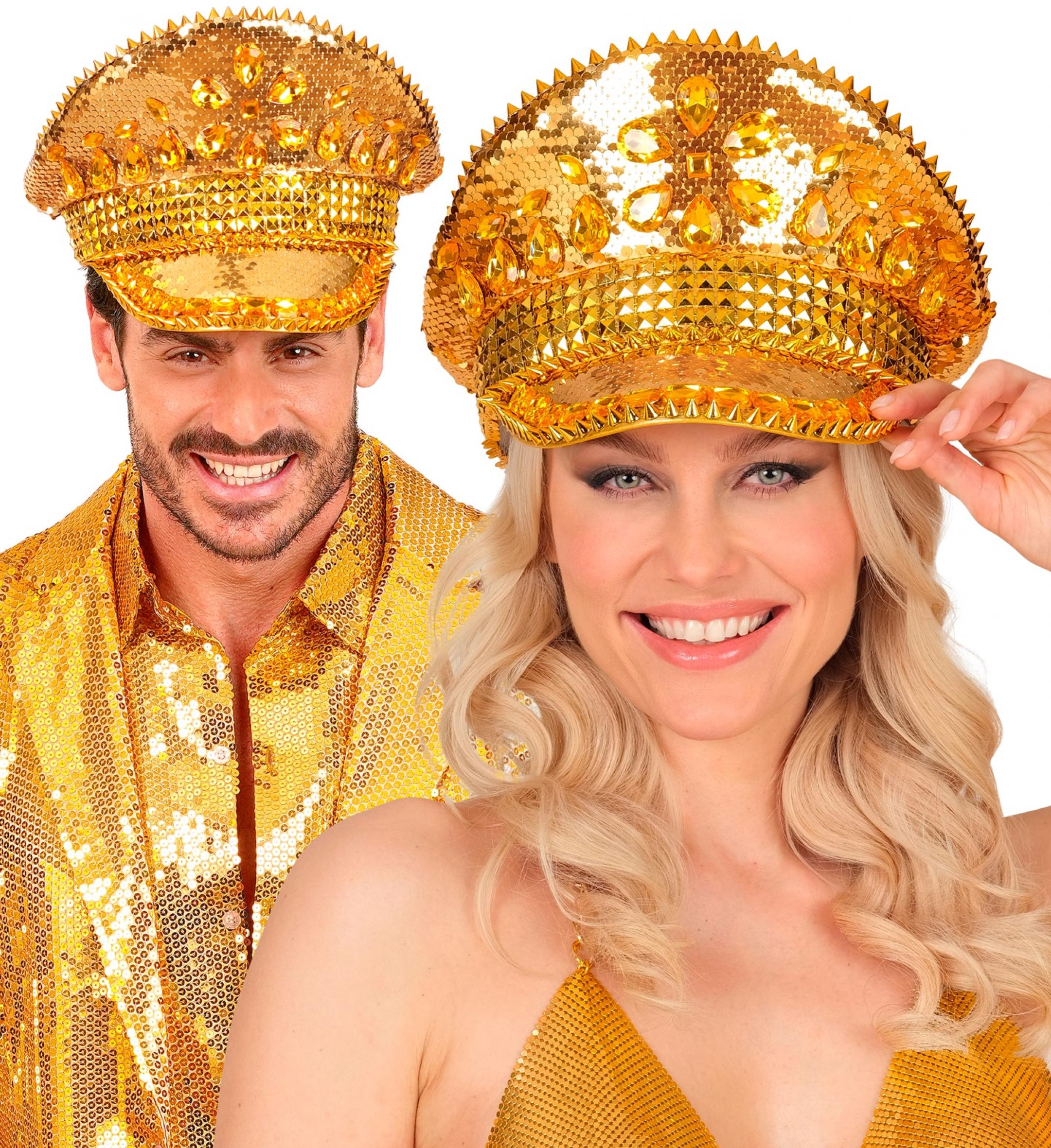 Casquette Glamour sequin et strass or