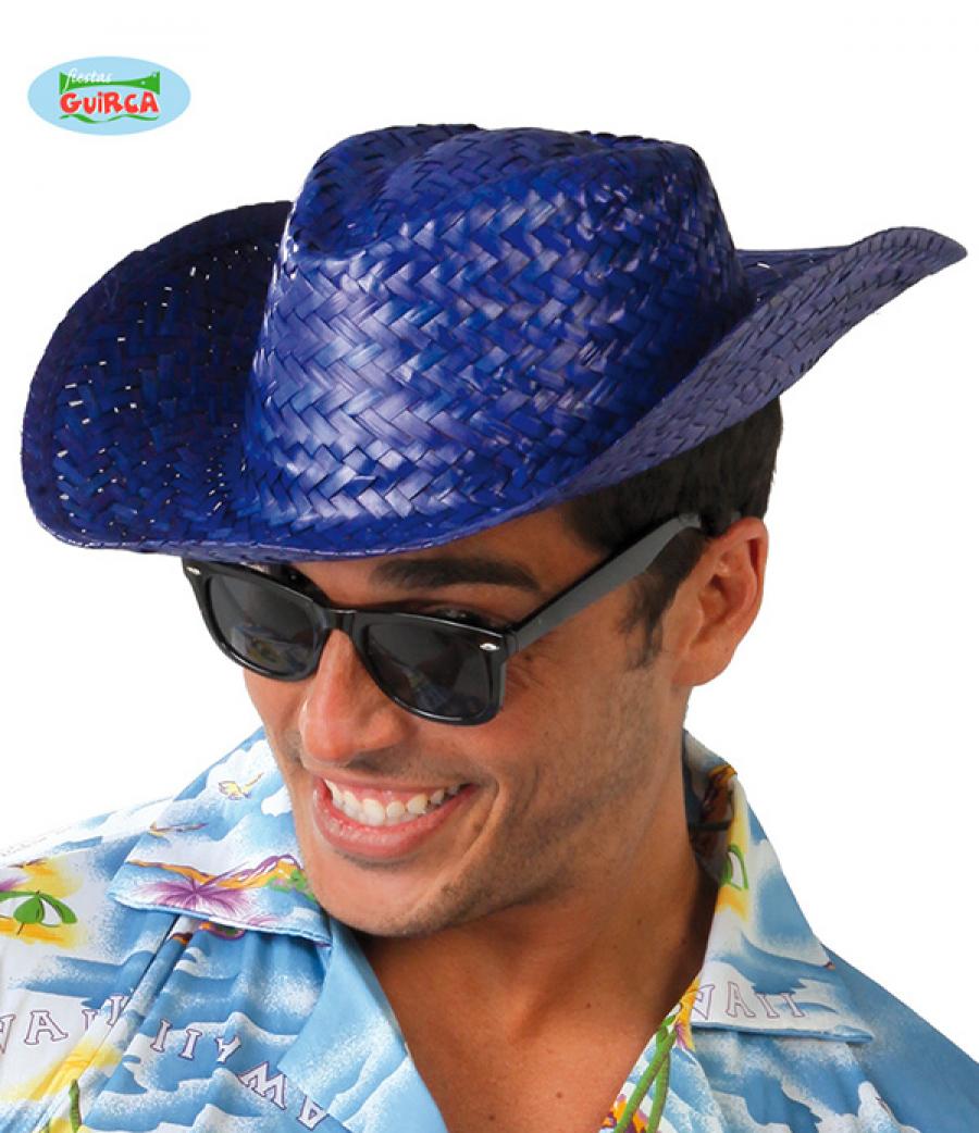 Chapeau bodega paille bleu
