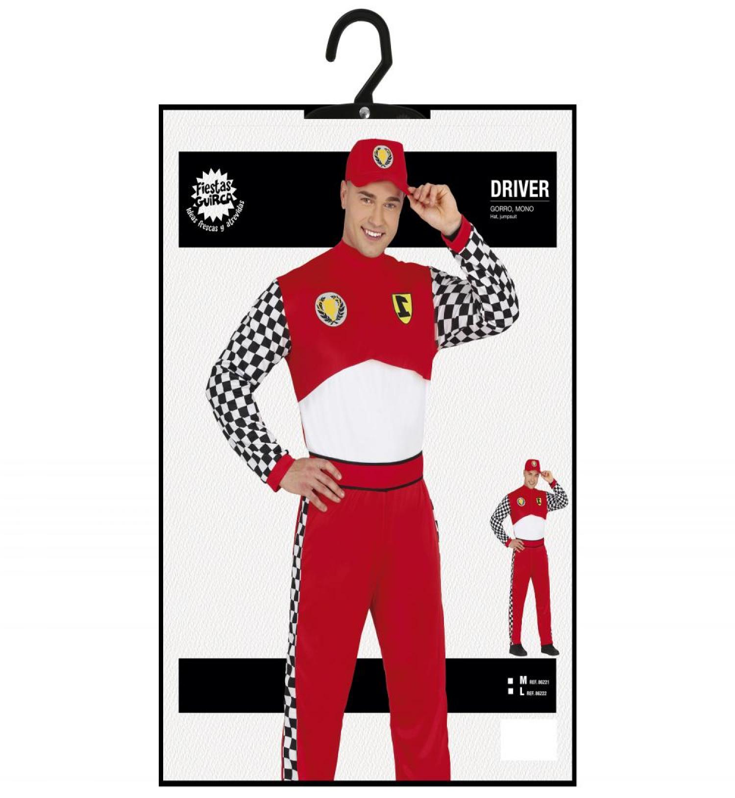 Pilote de course F1 rouge et blanc taille L