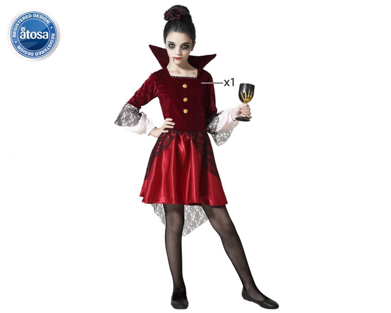 Vampiresse rouge courte taille 3/4 ans