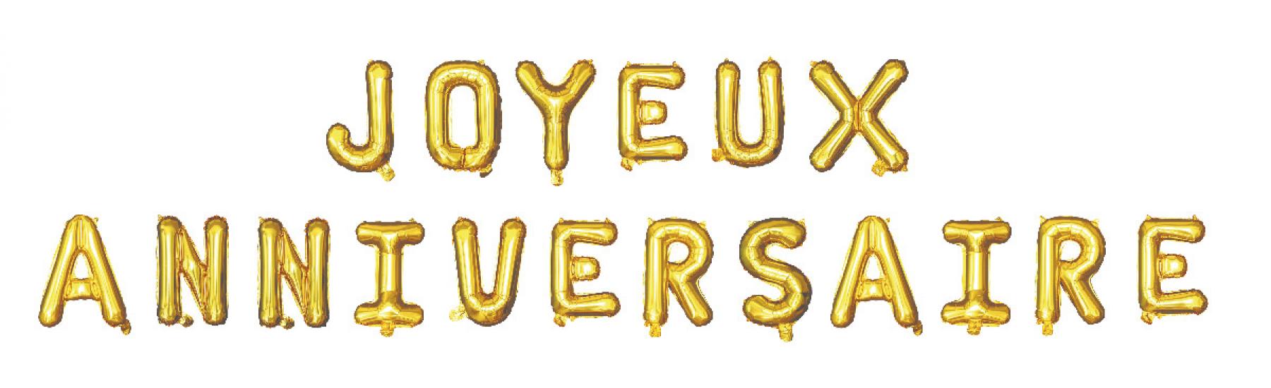 Guirlande ballons Joyeux Anniversaire or