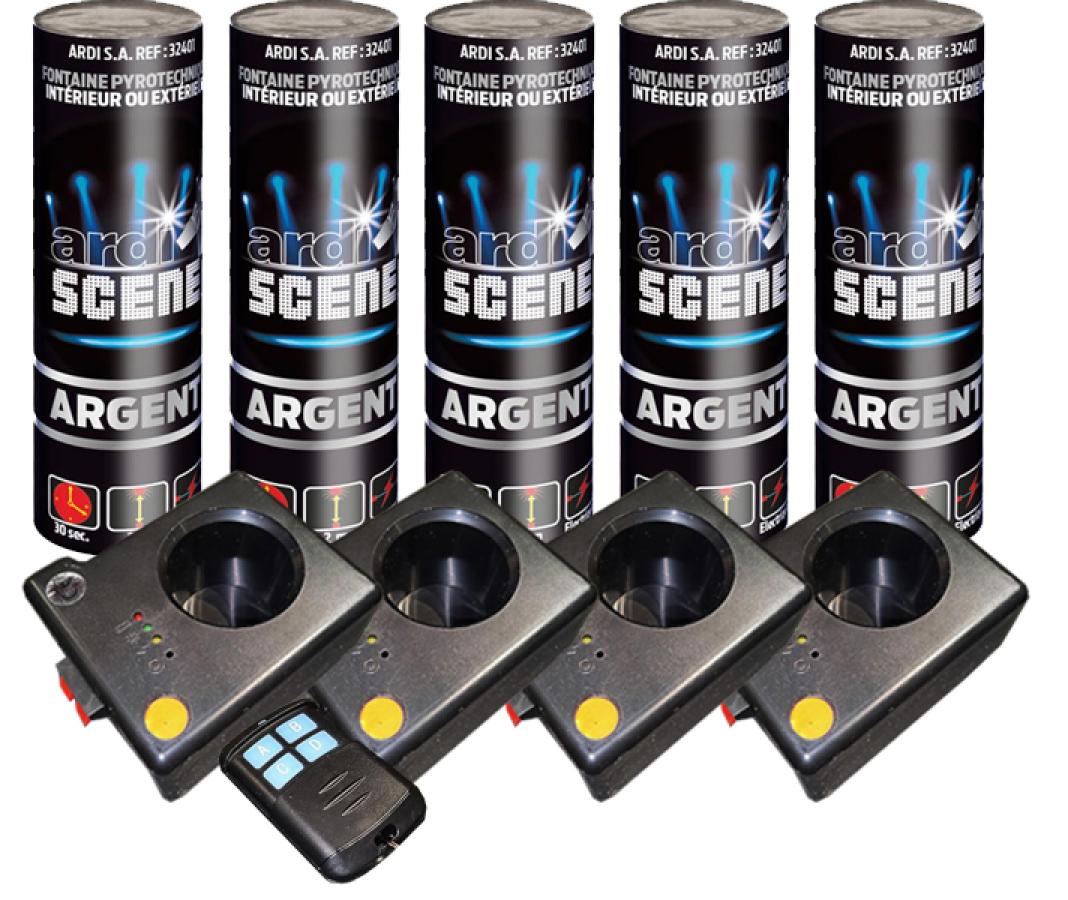 Pack complet système de tir 4 bases + 4 jets de scène 2m 25s
