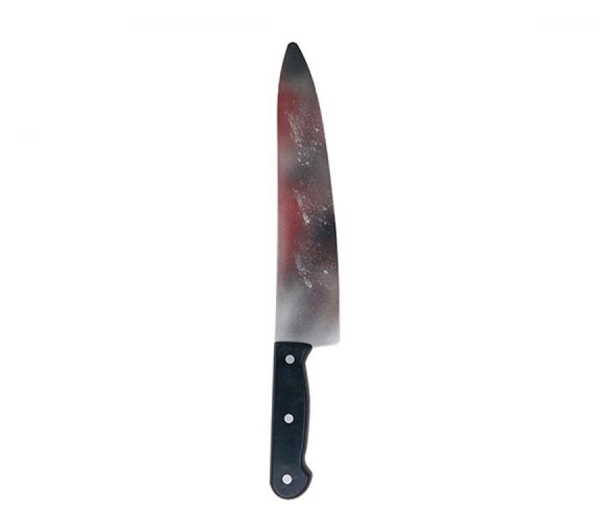 Couteau de cuisine réaliste 35cm ensanglanté