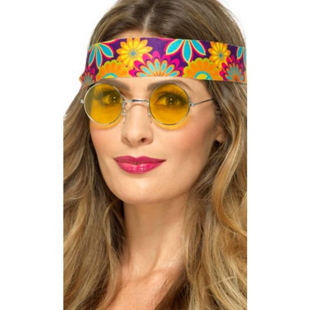 Lunettes hippie rondes jaunes (N23)