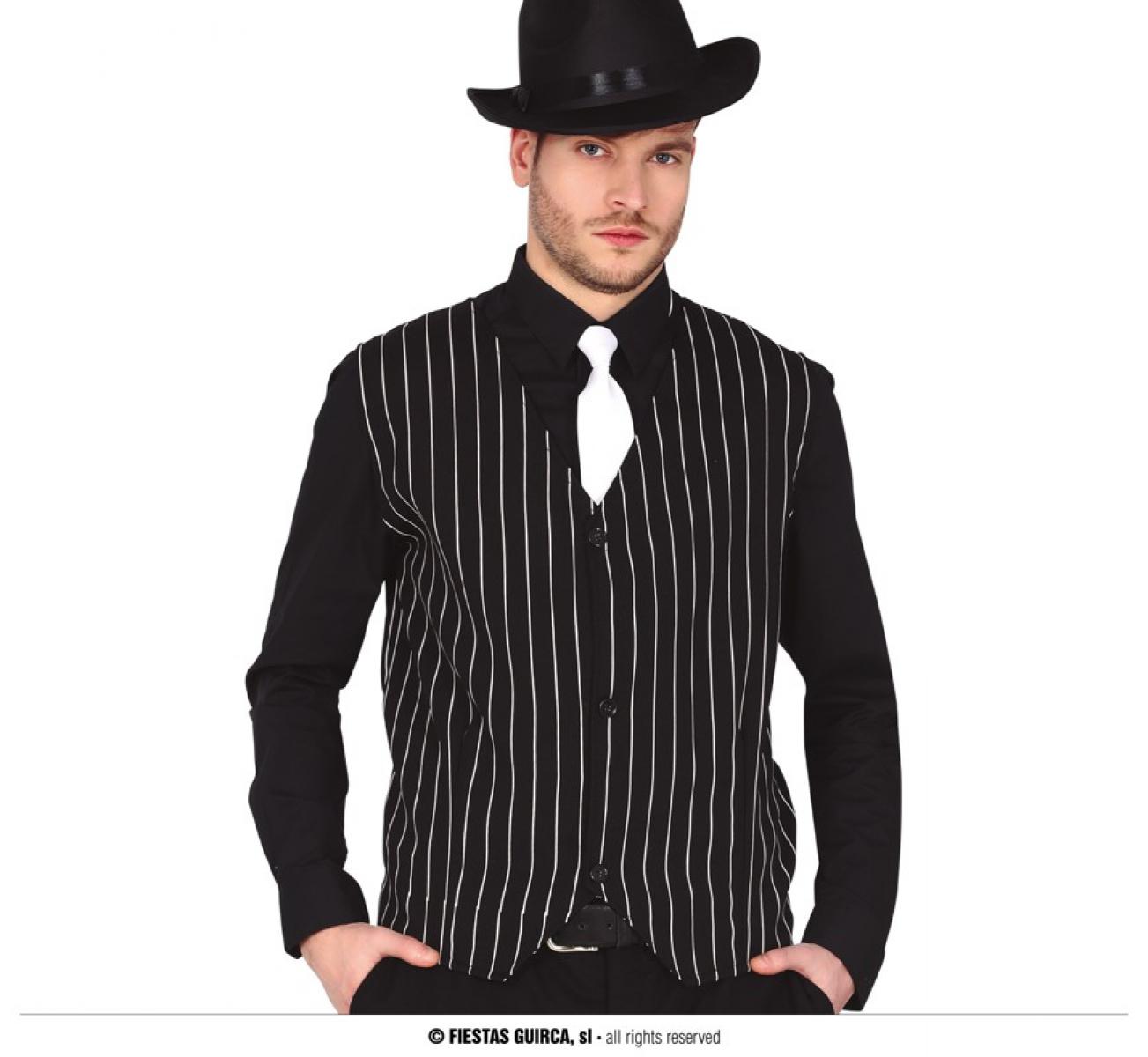 Gilet gangster rayé noir et blanc taille M/L