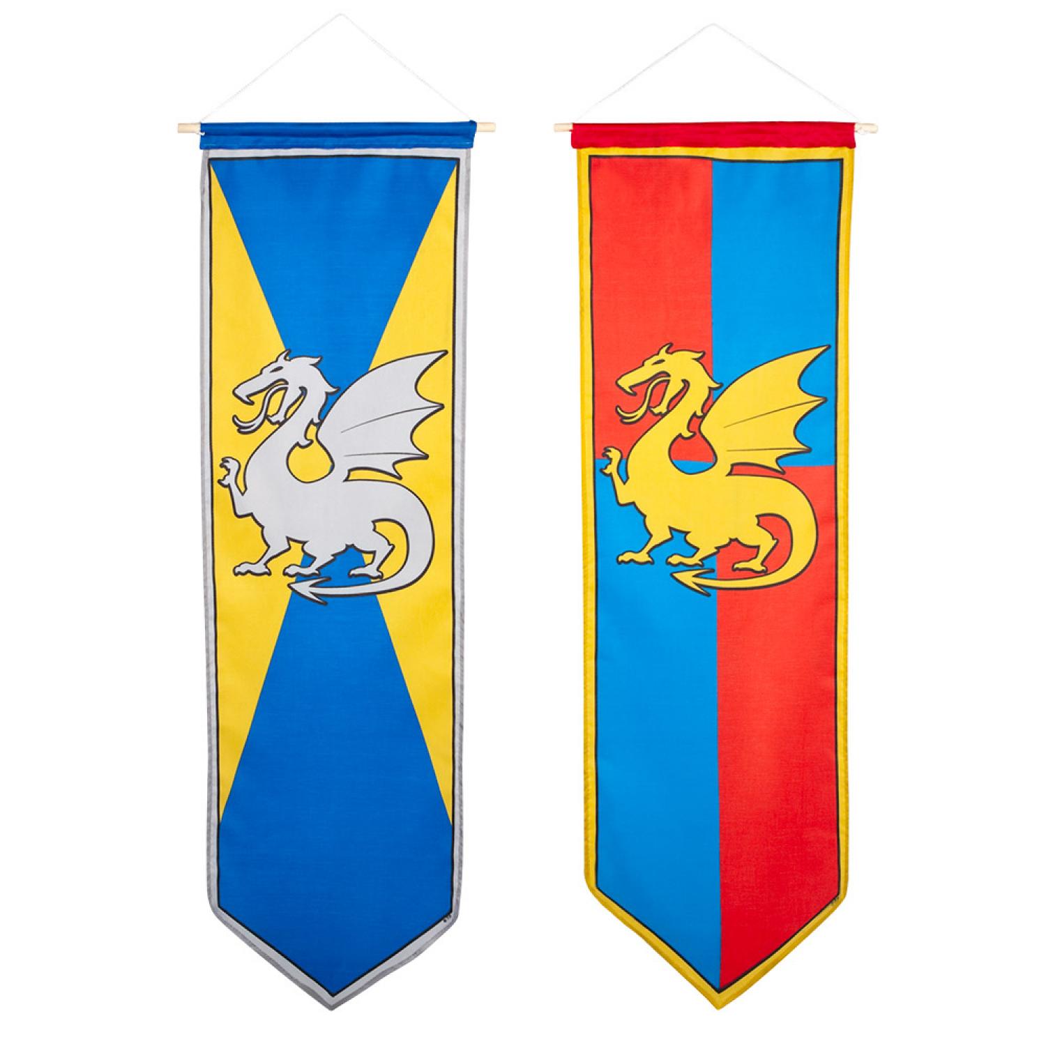 Etendard oriflamme médiéval Dragons 30x100cm