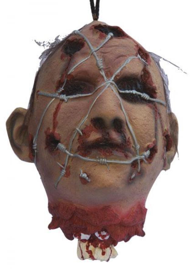 Tête coupée homme et barbelé