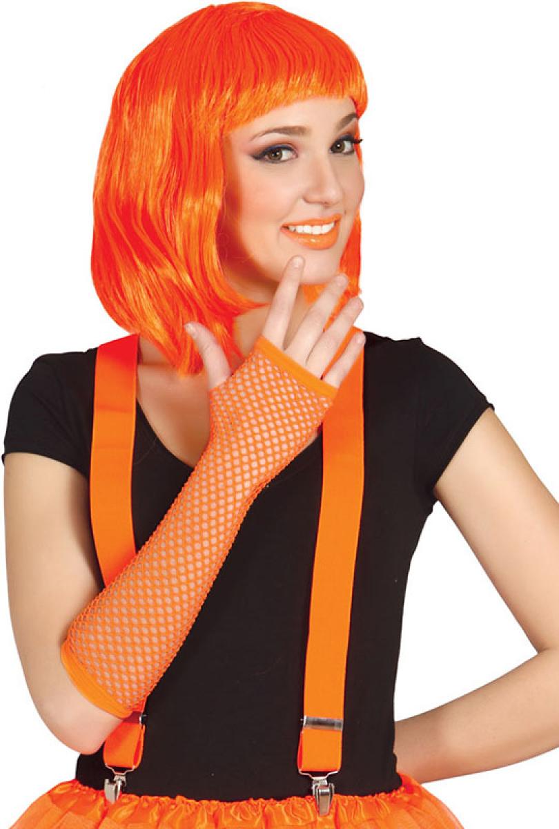 Mitaines longues fluo orange résille