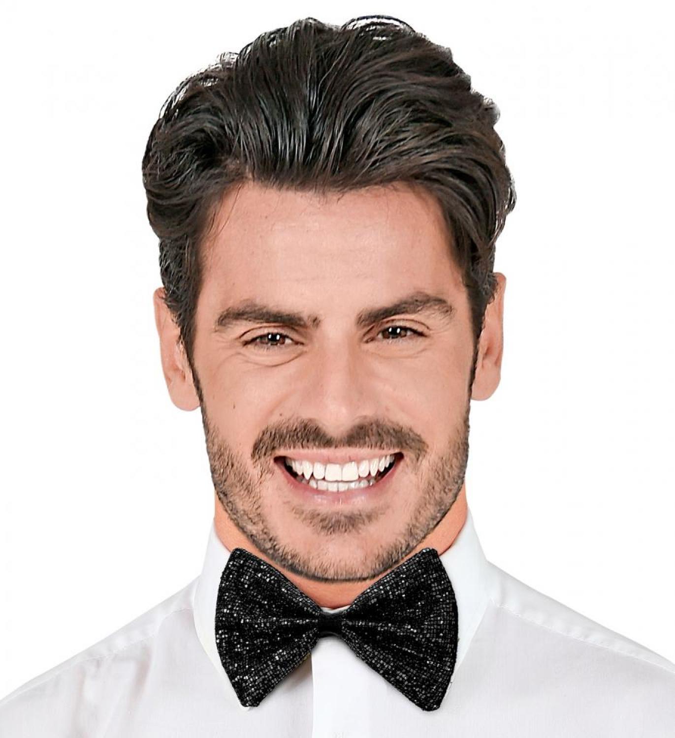Noeud papillon carreaux brillant noir