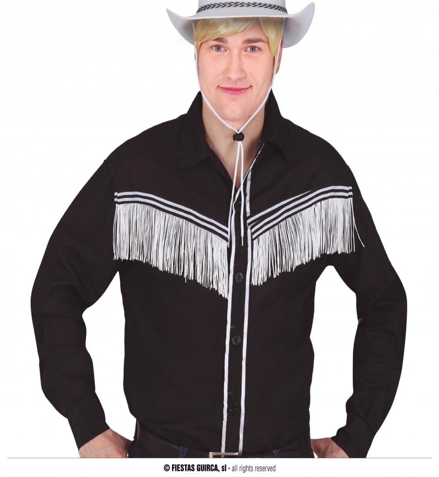 Chemise de cow-boy noire à franges taille M