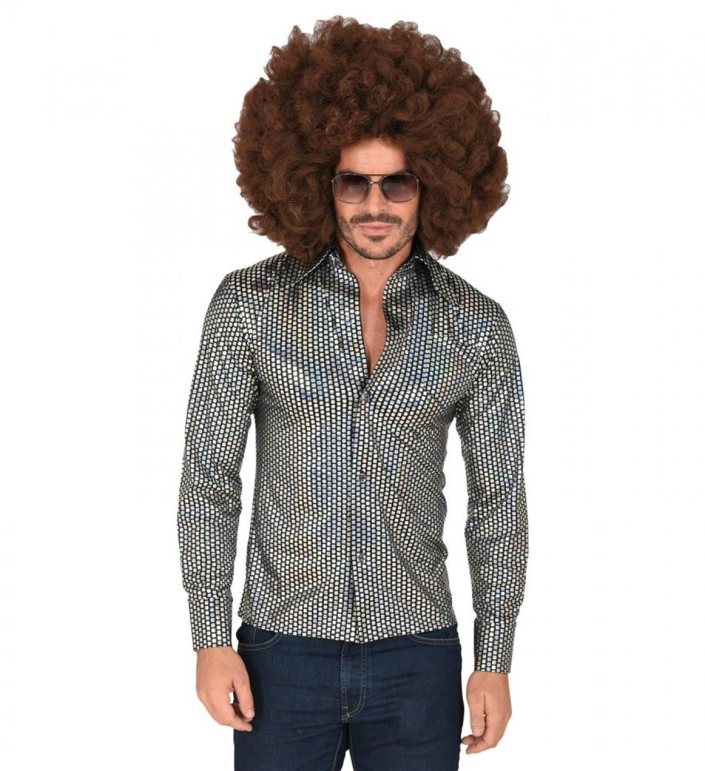 Chemise disco holographique argent taille L