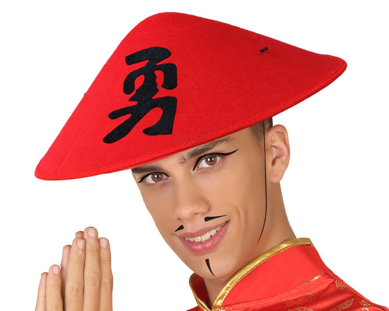 Chapeau chinois plat rouge