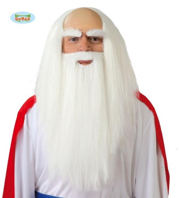 Perruque et barbe druide ou magicien Merlin