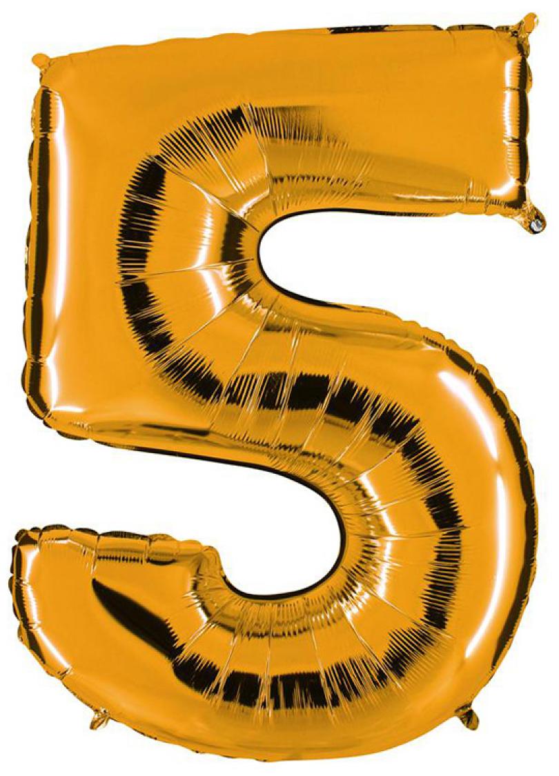Ballon or chiffre 5 en mylar 86 cm