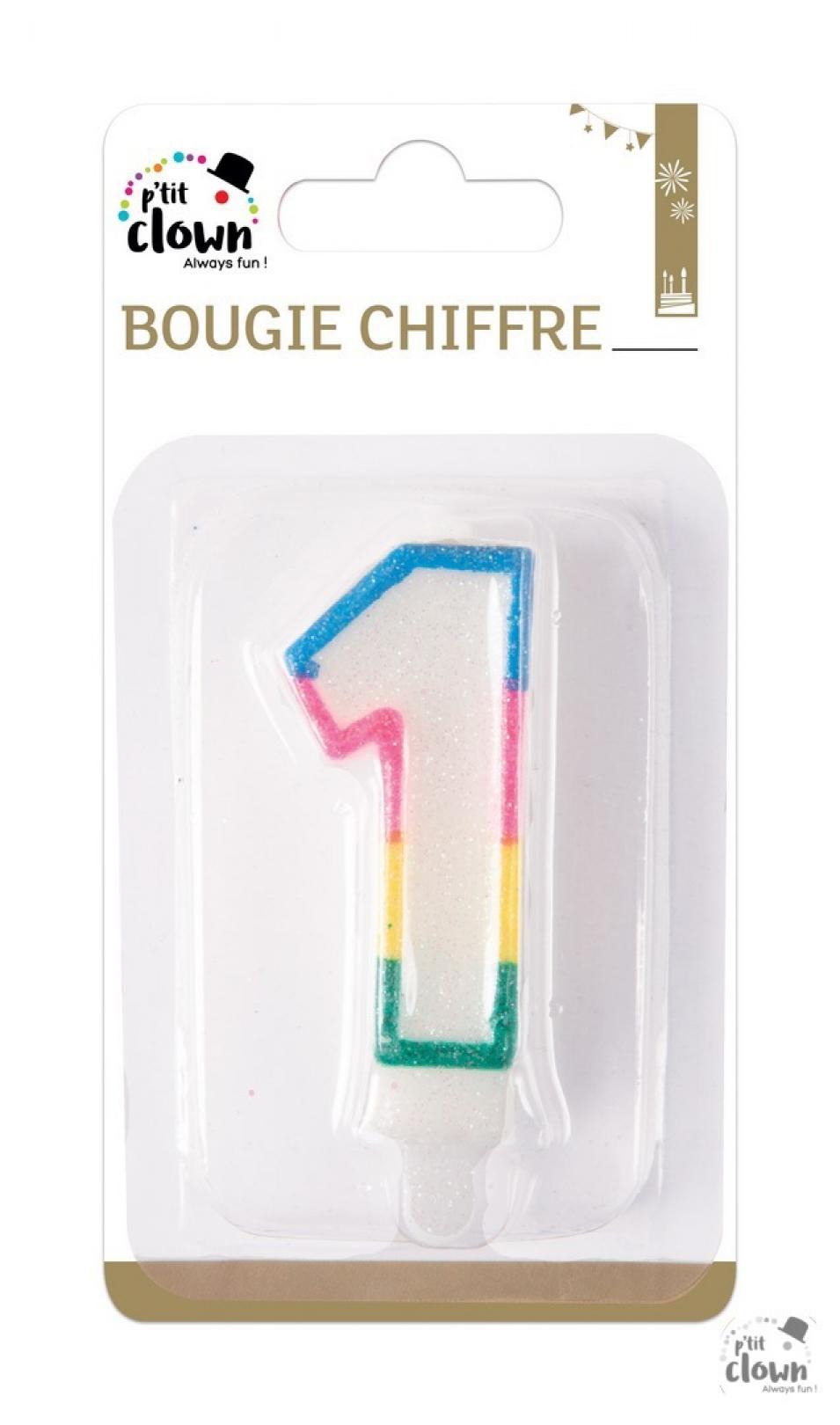 Bougie paillettes chiffre 1
