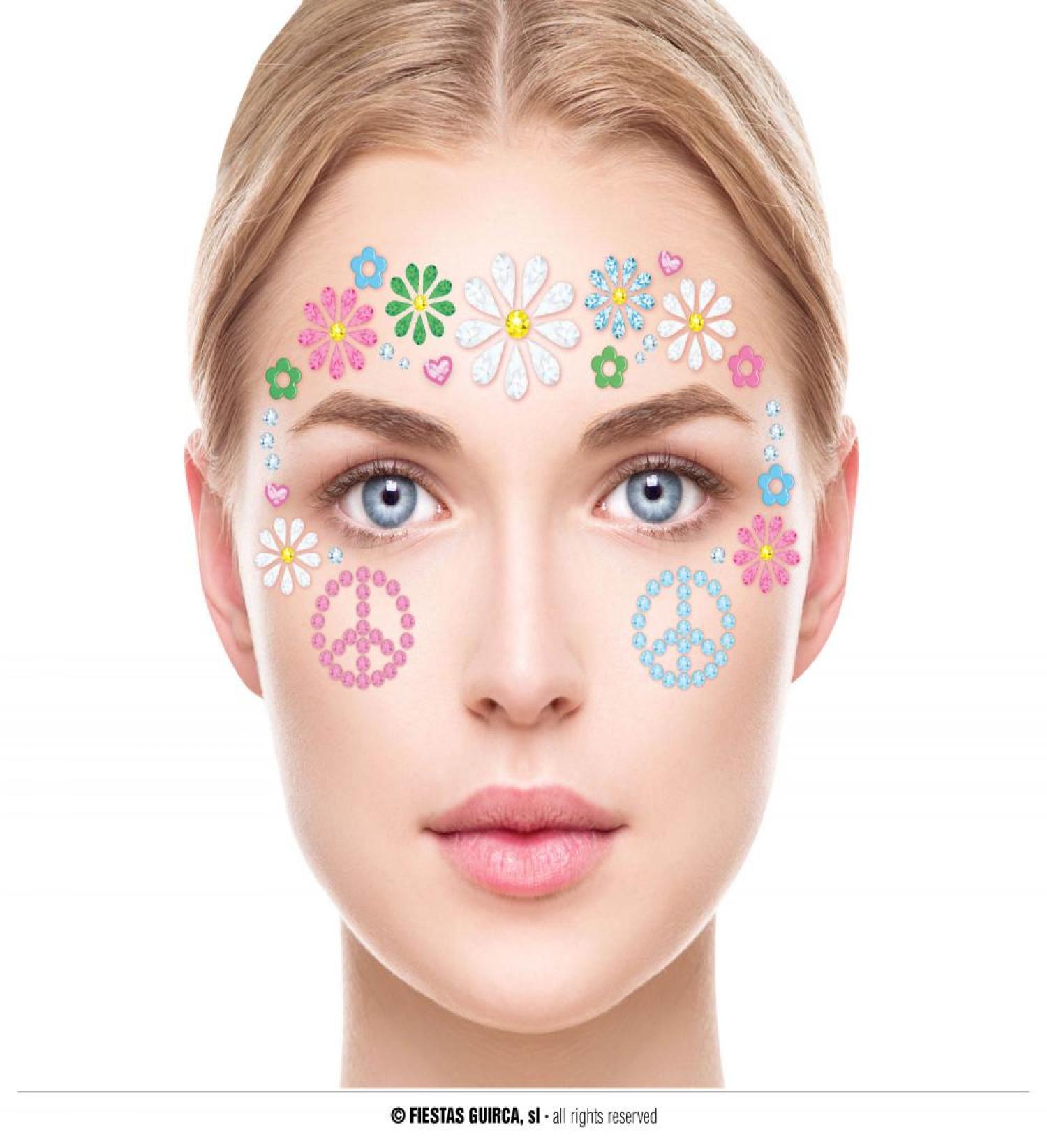 Bijoux strass de visage Hippie années 60