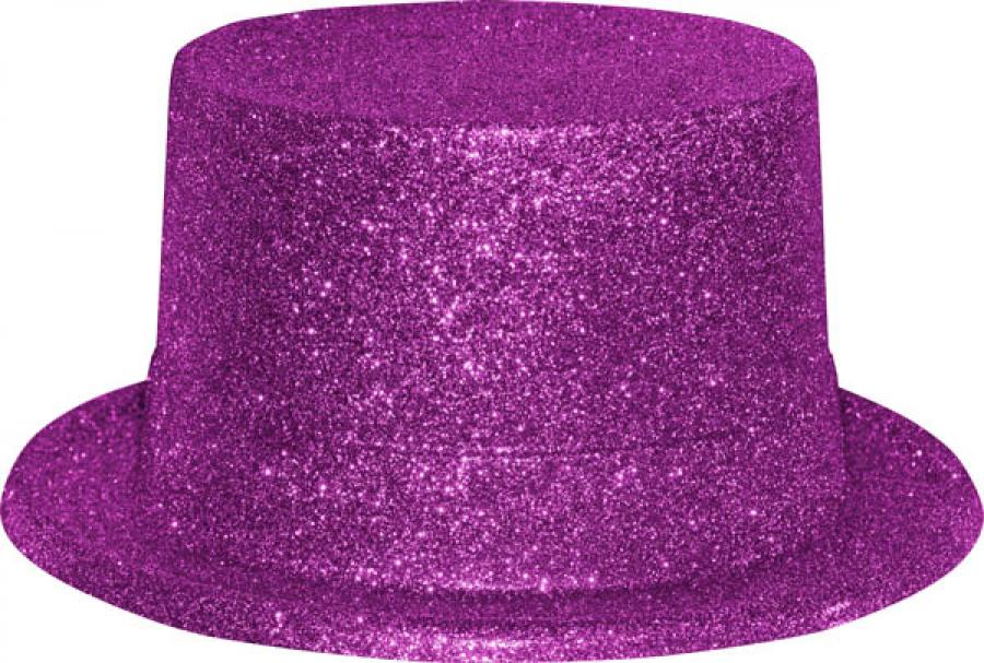 Chapeau haut de forme paillettes fuchsia