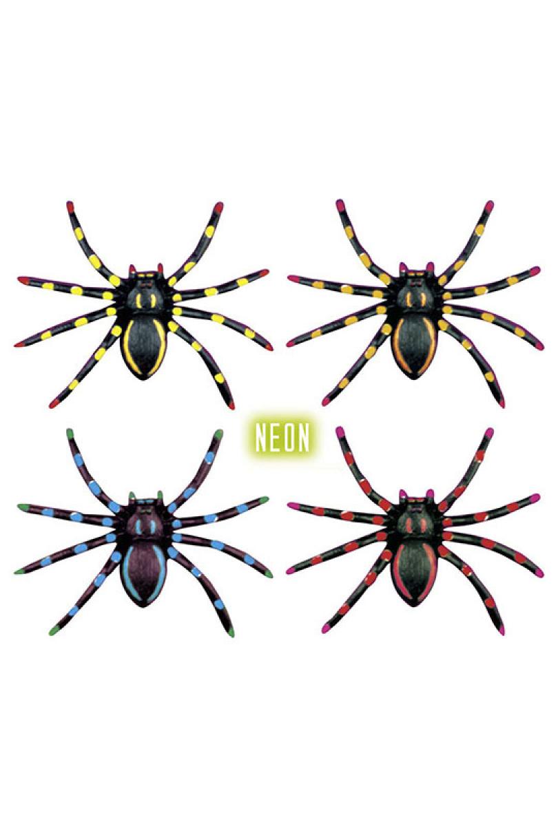 4 araignées colorées 7.5cm
