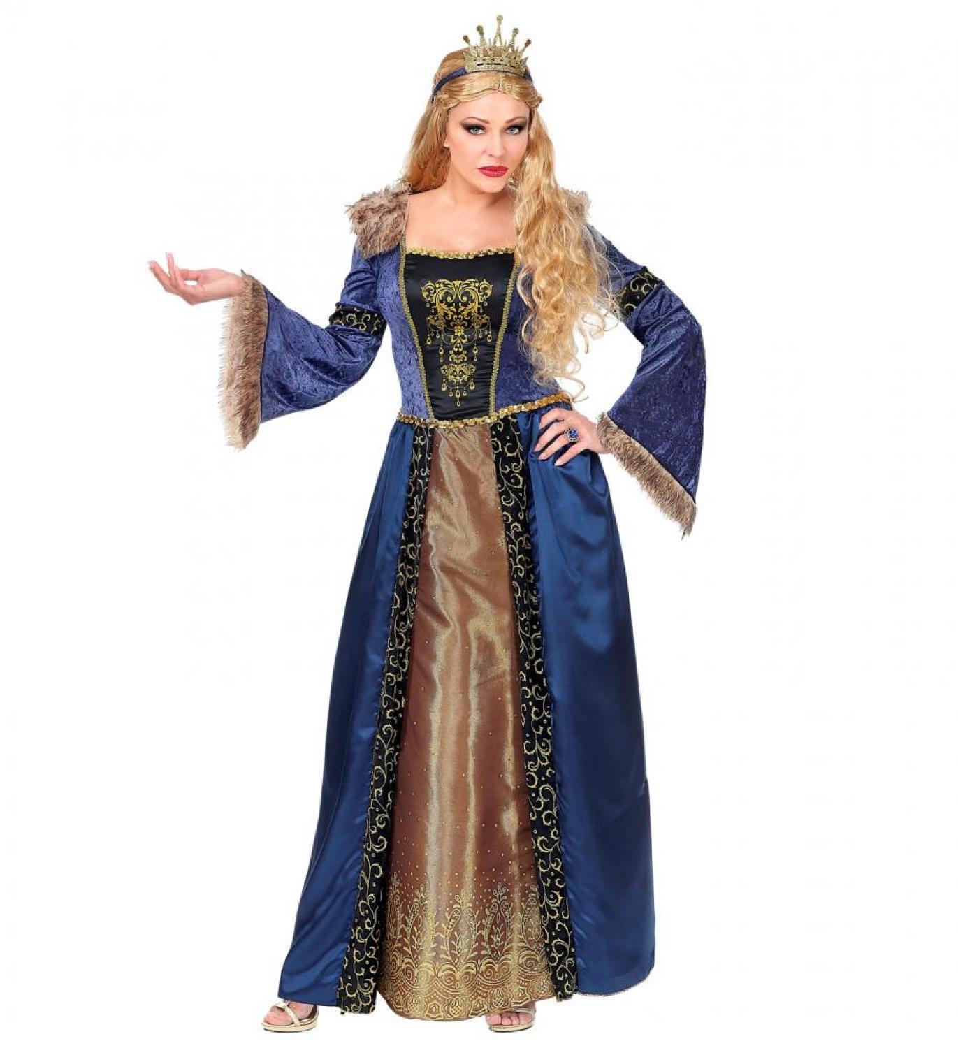 Reine médiévale bleu et or taille XL