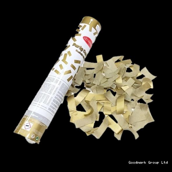 Canon à confettis métal or 30cm
