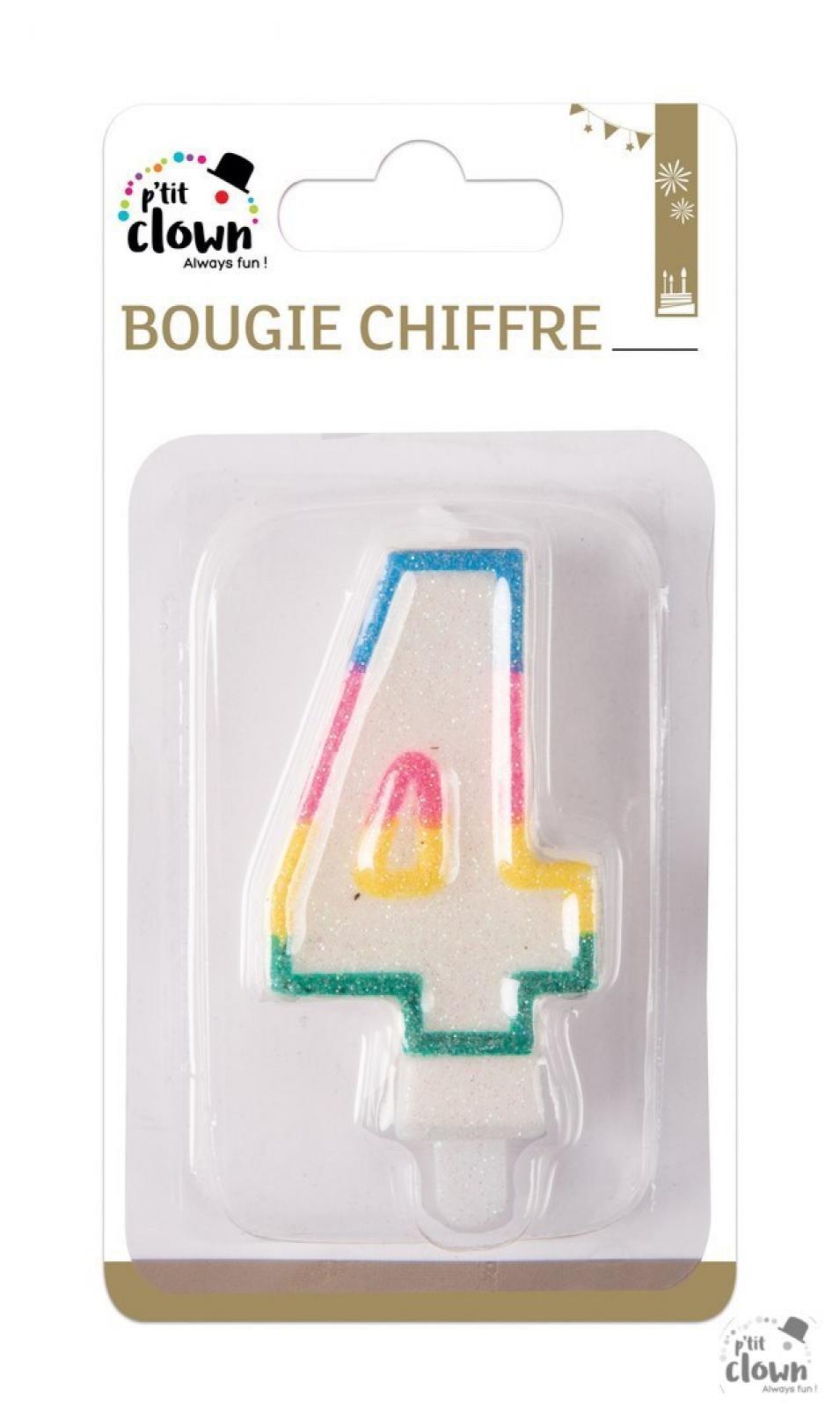 Bougie paillettes chiffre 4
