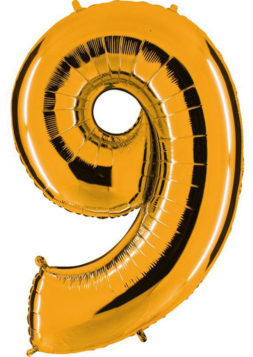 Ballon or chiffre 9 en mylar 86 cm