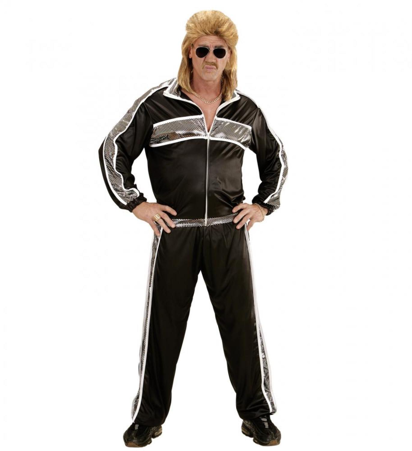 Survêtement années 80 noir argent taille XL