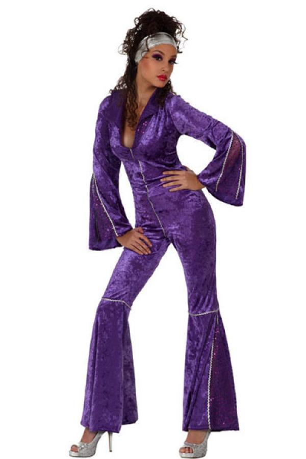 Combinaison disco femme pourpre taille S