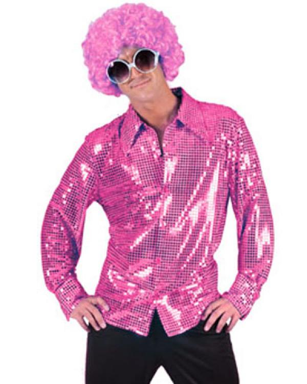 Chemise disco a paillettes fuchsia taille L