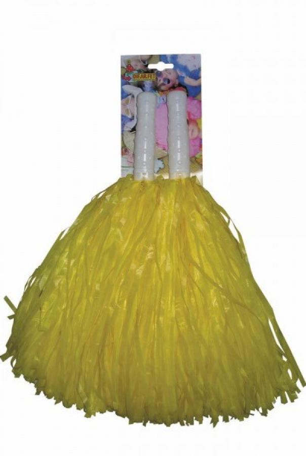 Paire de petits pompons jaune