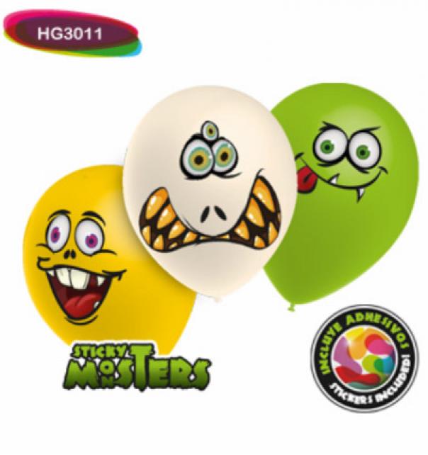 8 ballons avec Stickers monstres