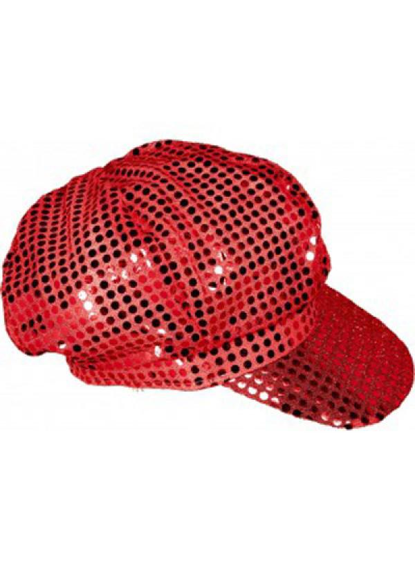 Casquette à paillettes rouge