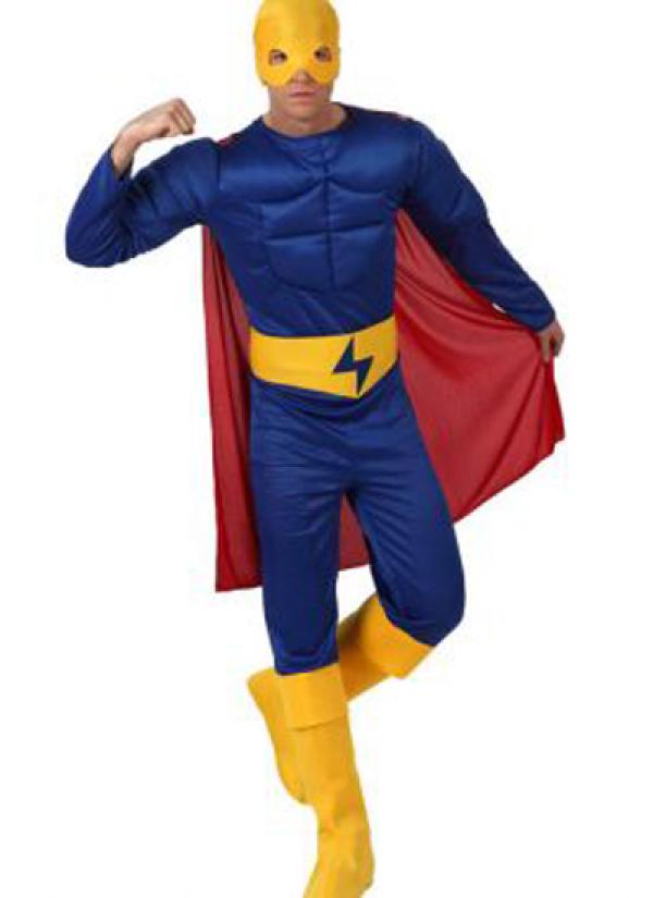 Super héros musclé bleu et jaune taille S