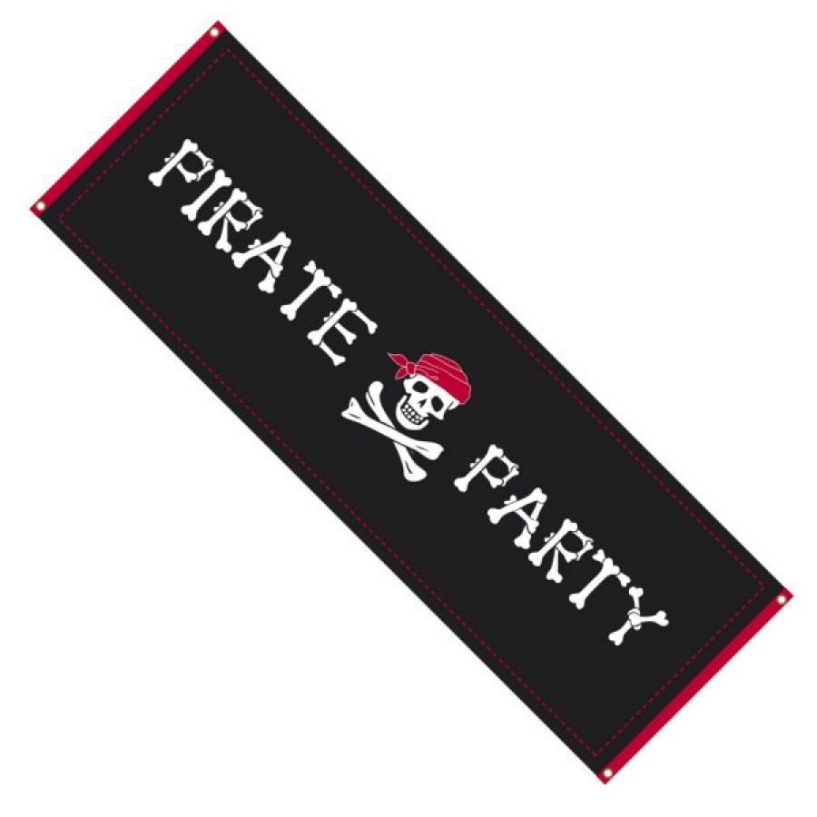 Bannière Pirate Party tissu 220cmx74cm
