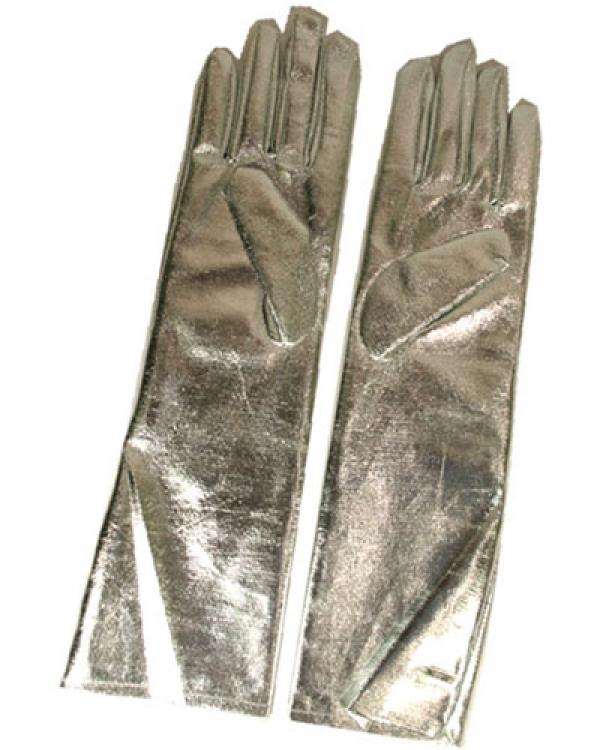 Gants métal argent 45 cm