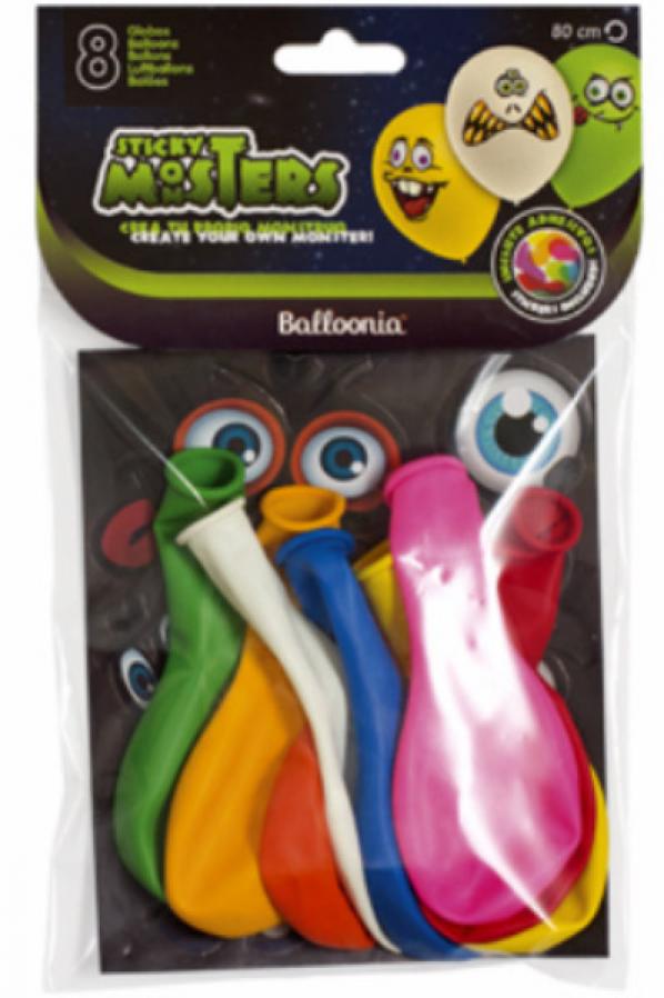 8 ballons avec Stickers monstres