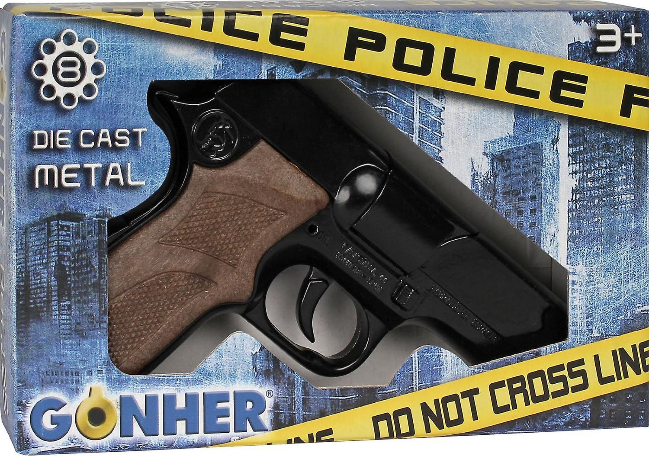 Pistolet 8 coups en métal Police Gonher 17cm